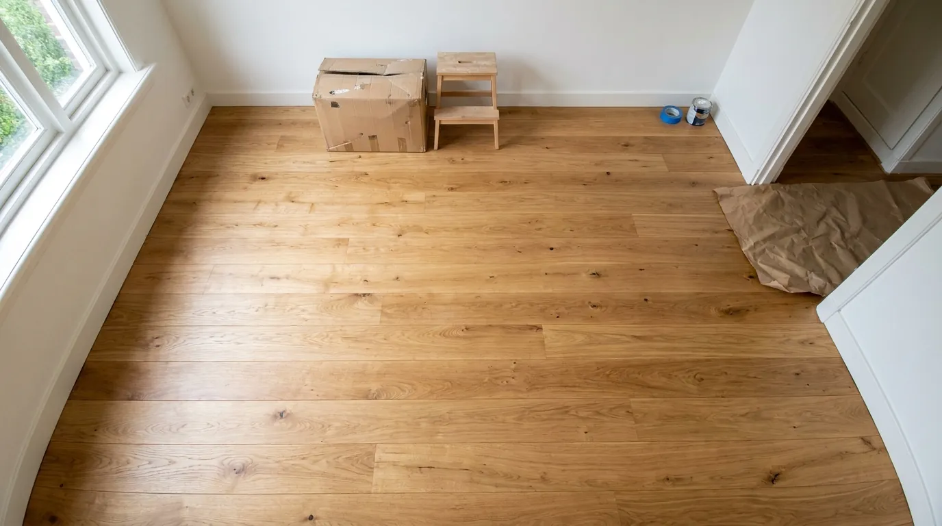 Linnen bank op brede plank oak
