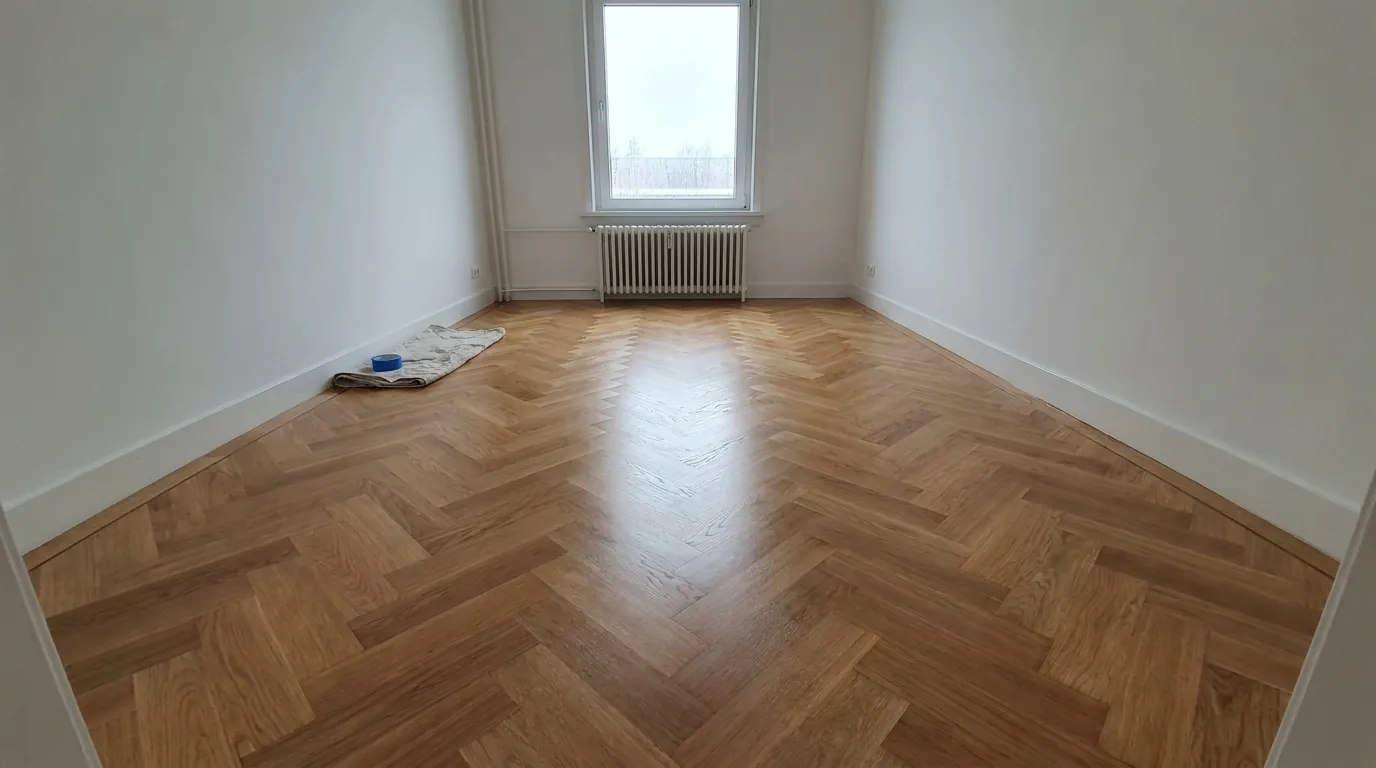 Eettafel op visgraat parket