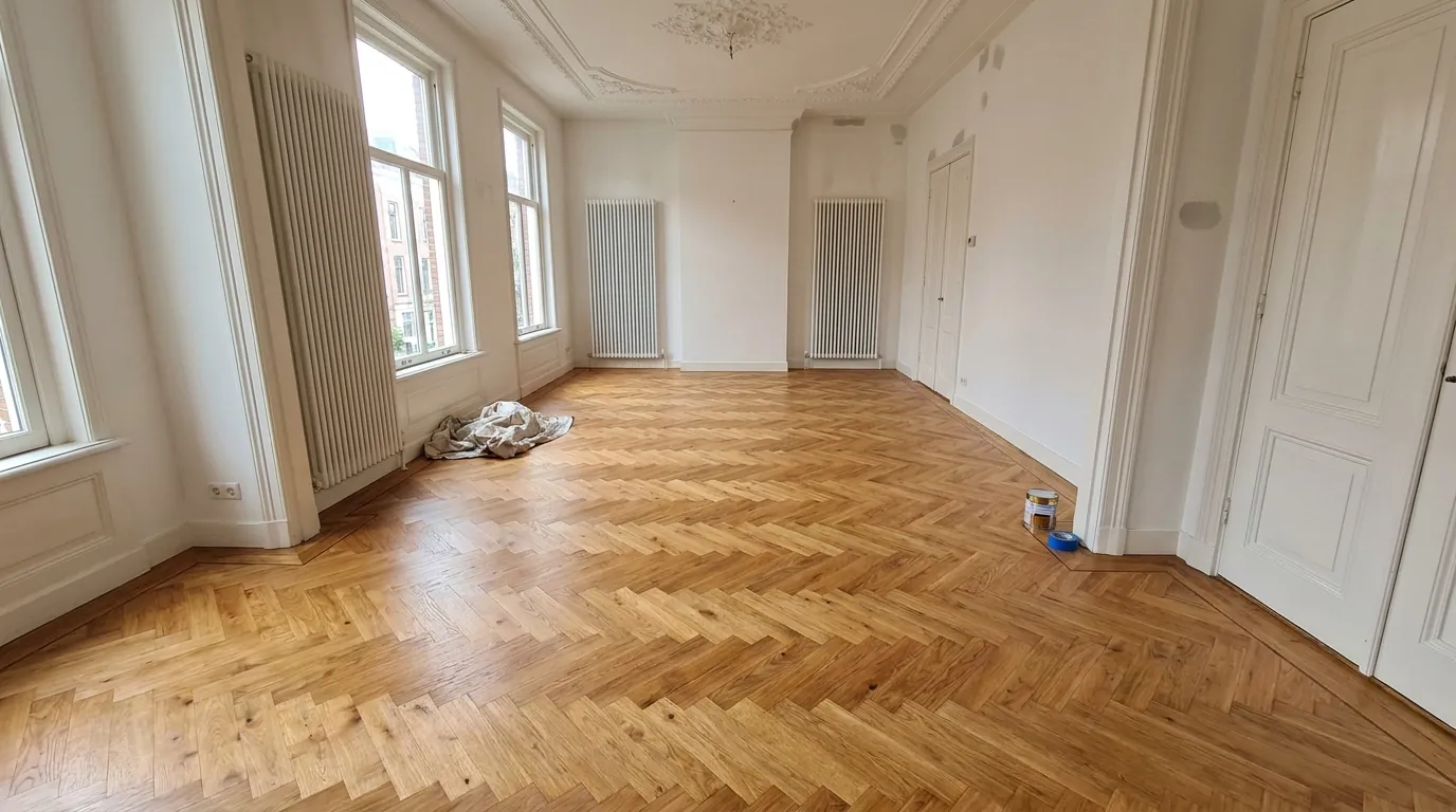 Grachtenpand zaal met historisch parket